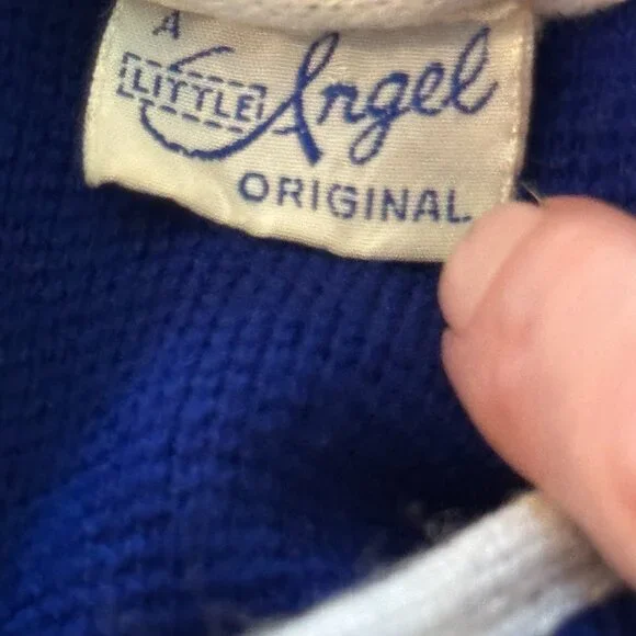 Vintage Little Angel Nautical Cardigan Navy Gold Button Sweater - Picture 3 of 8